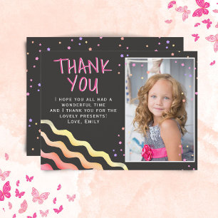 Chalkboard Stars Girl Birthday Foto Vielen Dank Postkarte