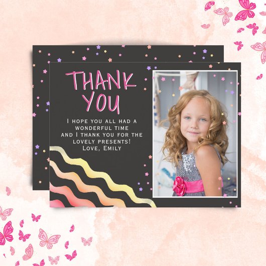 Chalkboard Stars Girl Birthday Foto Vielen Dank Postkarte