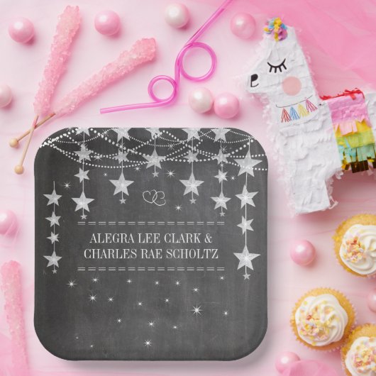 Chalkboard Stars Stil Extravagante Grenzen Pappteller (Party)