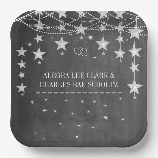 Chalkboard Stars Stil Extravagante Grenzen Pappteller (Vorderseite)