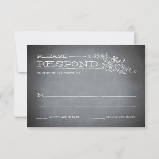Chalkboard Stencil White Response RSVP Karte (Vorderseite)