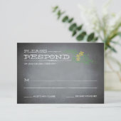 Chalkboard Stencil Yellow Response RSVP Karte (Stehend Vorderseite)