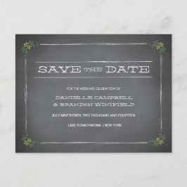 Chalkboard Stencil Yellow Save the Date Ankündigungspostkarte