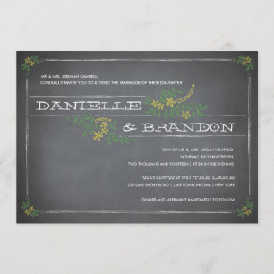 Chalkboard Stencil Yellow Wedding Einladung