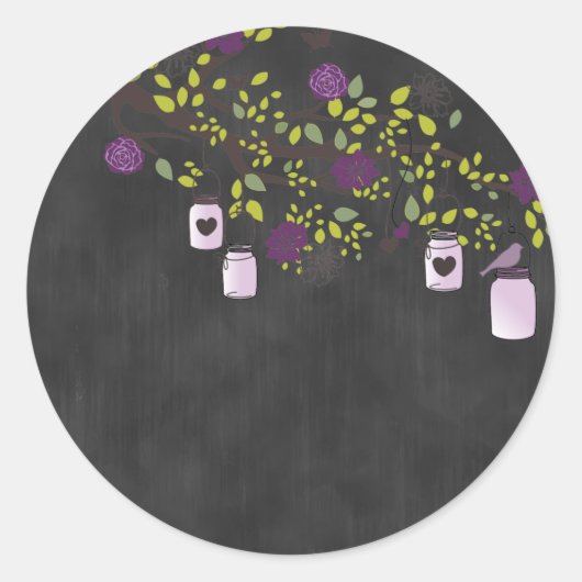 Chalkboard Sticker mit Lila Mason Jars (Vorderseite)
