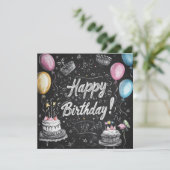 Chalkboard-Stil Geburtstagsdesign Einladung (Stehend Vorderseite)