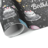 Chalkboard-Stil Geburtstagsdesign Geschenkpapier (Rolleneckpunkt)