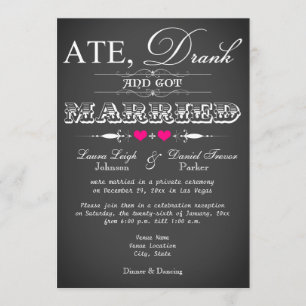 Chalkboard Stil Hochzeitsempfang nur einladen Einladung