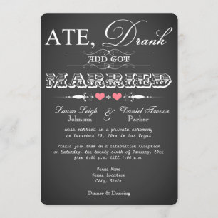 Chalkboard-Stil Hochzeitsempfang nur einladen Einladung