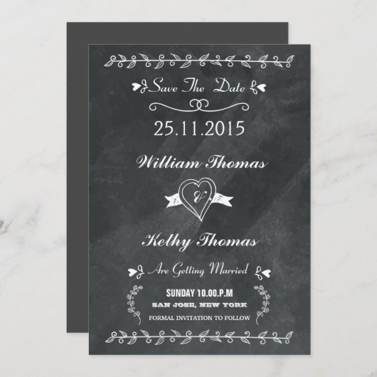 Chalkboard-Stil Save the Date Postkarte (Vorne/Hinten)
