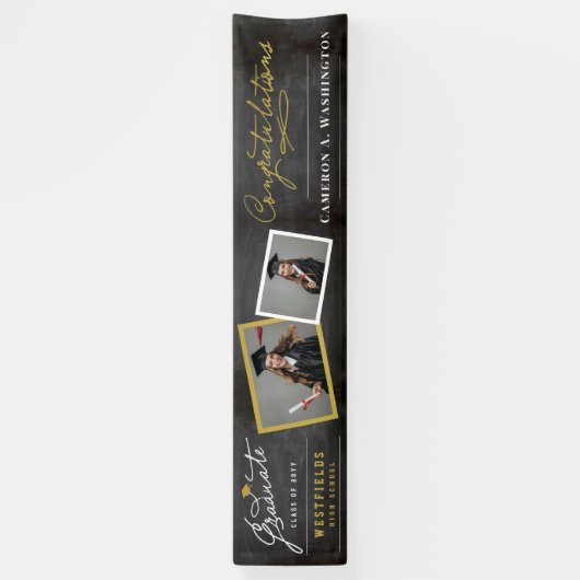 Chalkboard Stilvolle Script 2 Foto Graduation Part Banner (Vertikal)