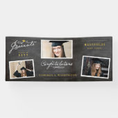 Chalkboard Stilvolle Script 3 Foto Graduation Part Banner (Horizontal)