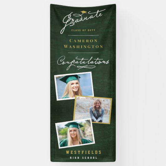 Chalkboard Stilvolle Script 3 Foto Graduation Part Banner (Vertikal)