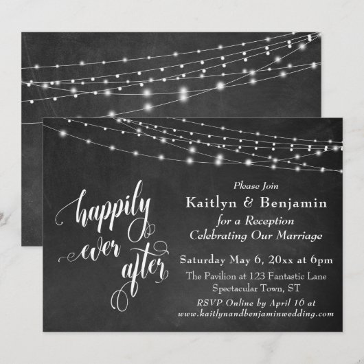 Chalkboard String Lichter glücklich immer nach Einladung (Vorne/Hinten)