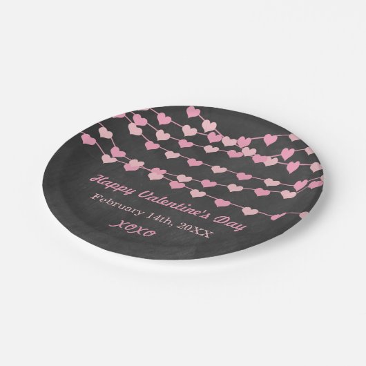 Chalkboard String Liebe Herzlichen Glückwunsch Val Pappteller (Schrägansicht)