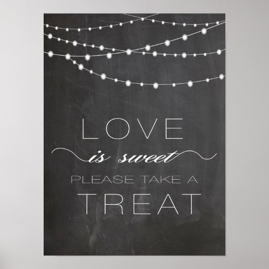 Chalkboard String lightline LIEBE ist Sweet Sign Poster (Vorne)