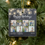 Chalkboard String Lights 8 Foto Urlaub<br><div class="desc">Happy Holiday rustikalen Chalkboard Hintergrund mit Saitenleuchten Hintergrund,  der mit 8 Fotos angepasst werden kann.</div>