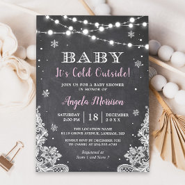 Chalkboard String Lights Baby Es ist kalt draußen Einladung