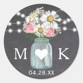 Chalkboard String Lights Blume Gastgeschenk Hochze Runder Aufkleber