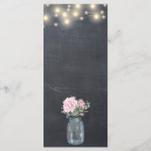 Chalkboard String Lights Floral Mason Jar Menükarte (Rückseite)