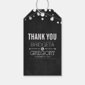 Chalkboard String Lights Hochzeit Geschenkanhänger (Vorderseite)