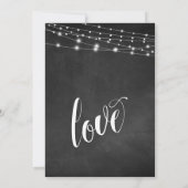 Chalkboard String Lights Just Married Celebration Einladung (Rückseite)