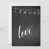 Chalkboard String Lights Just Married Empfang Einladung (Rückseite)