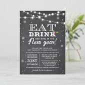 Chalkboard String Lights Ring im New Year's Party Einladung (Stehend Vorderseite)