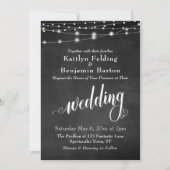 Chalkboard String Lights, Typografie Wedding Einladung (Vorderseite)