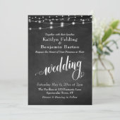 Chalkboard String Lights, Typografie Wedding Einladung (Stehend Vorderseite)