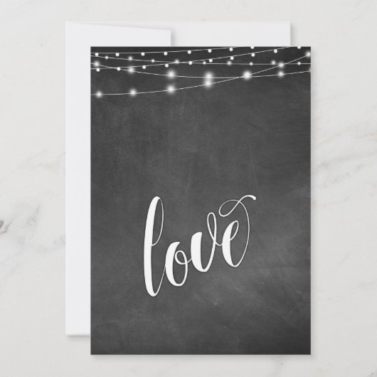 Chalkboard String Lights, Typografie Wedding Einladung (Rückseite)
