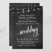 Chalkboard String Lights, Typografie Wedding Einladung (Vorne/Hinten)