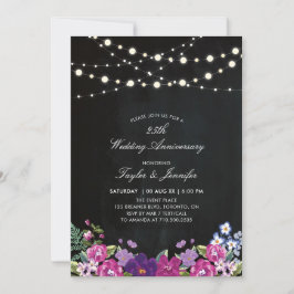 Chalkboard & String Lights zum 25. Hochzeitstag Einladung