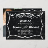 Chalkboard Style Ankündigung Datum freihalten Foto (Vorne/Hinten)