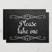 Chalkboard Style "Bitte nehmen Sie eins" Hochzeits Einladung (Vorne/Hinten)