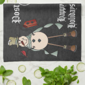 Chalkboard Style Blue Snowman Postcard Design Geschirrtuch (Gefaltet)