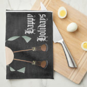 Chalkboard Style Blue Snowman Postcard Design Geschirrtuch (Viertel Falte)