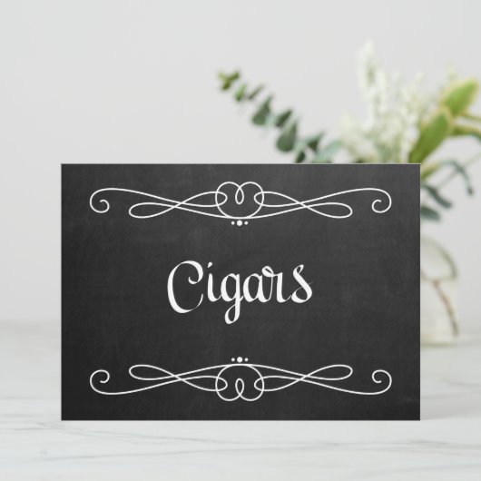 Chalkboard Style "Cigars" Hochzeitszeichen (Stehend Vorderseite)