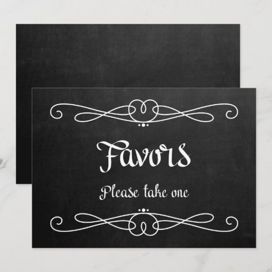 Chalkboard Style "Favors" Hochzeitszeichen (Vorne/Hinten)