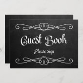 Chalkboard Style "Guest Book" Wedding Sign Einladung (Vorne/Hinten)