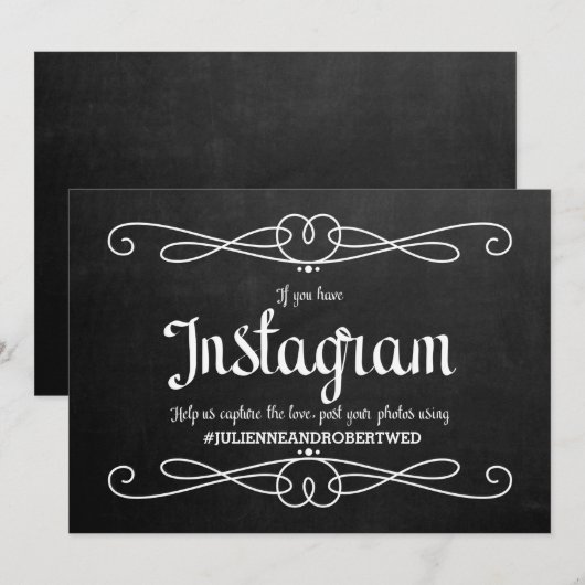 Chalkboard Style "Instagram Hashtag" Hochzeitszeic (Vorne/Hinten)