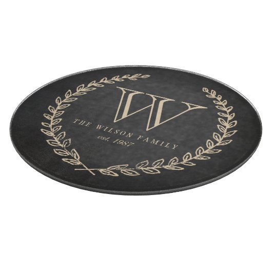 Chalkboard Style Monogram Cutting Board Schneidebrett (Ecke)
