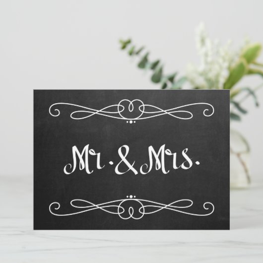 Chalkboard Style "Mr. and Mrs." Hochzeitszeichen (Stehend Vorderseite)