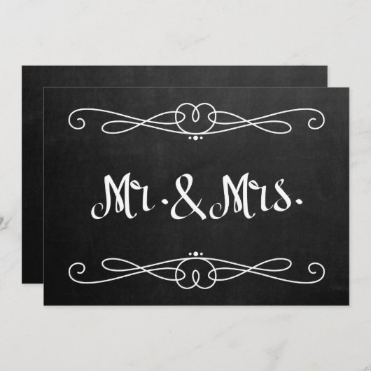 Chalkboard Style "Mr. and Mrs." Hochzeitszeichen (Vorne/Hinten)
