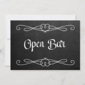 Chalkboard Style "Open Bar" Hochzeitszeichen Einladung (Vorderseite)
