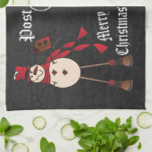 Chalkboard Style Red Snowman Postcard Design Geschirrtuch (Gefaltet)