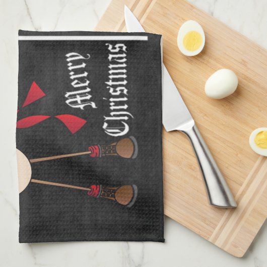 Chalkboard Style Red Snowman Postcard Design Geschirrtuch (Viertel Falte)