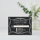 Chalkboard Style Rustikale Swirl Typografische Ein RSVP Karte (Stehend Vorderseite)