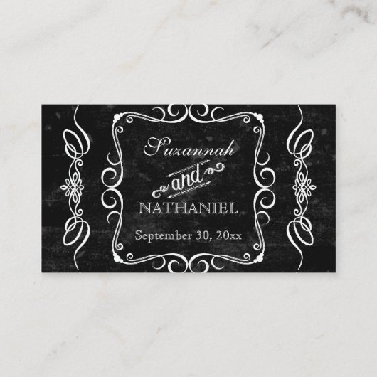 Chalkboard Style Rustikale, wirbelnde Tischkarten Platzkarte (Vorderseite)