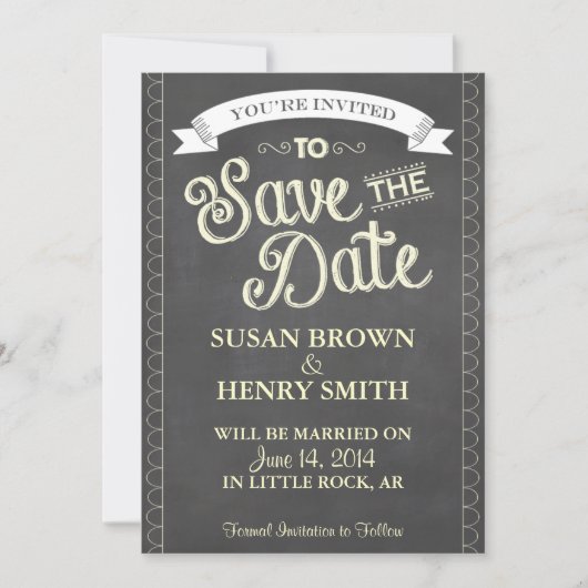 Chalkboard Style Save the Date (Vorderseite)